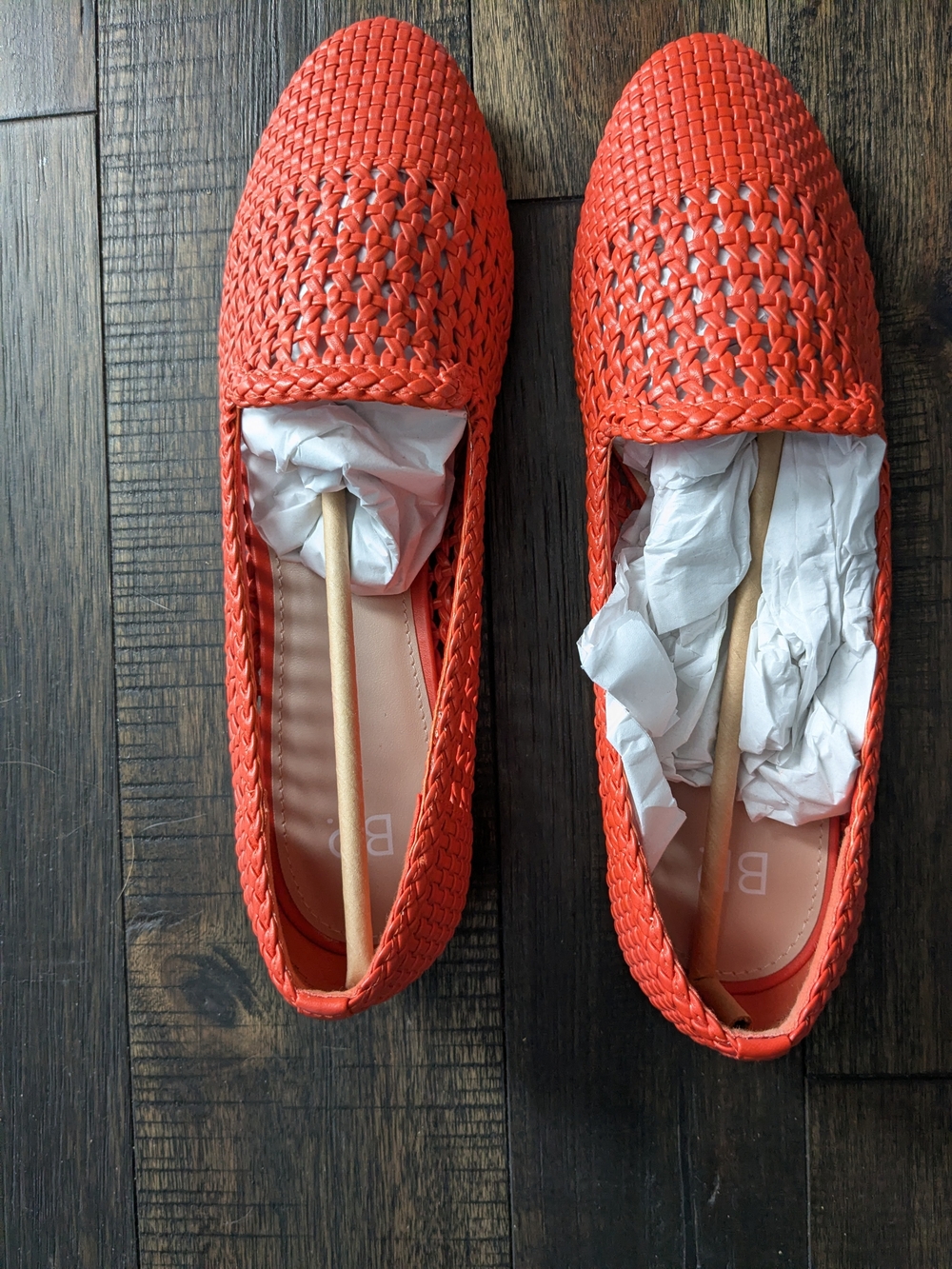 Woven Slip-On Flats in Coral — Women's Casual Loafers